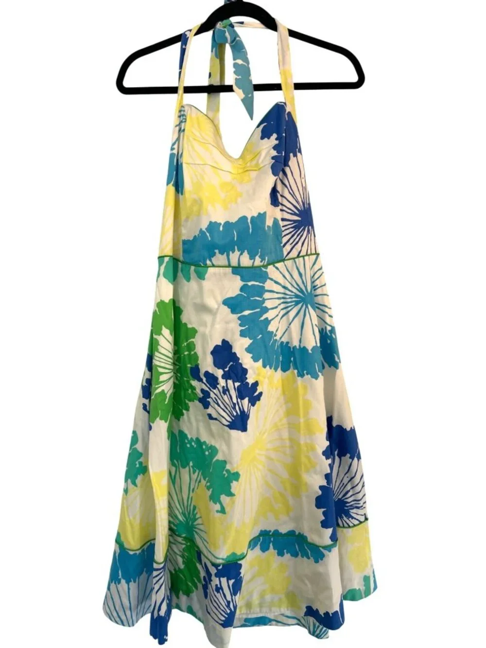 Lilly Pulitzer Halter Blue Green Dress Women's 12 Floral Vacation Sundress - Picture 5 of 12